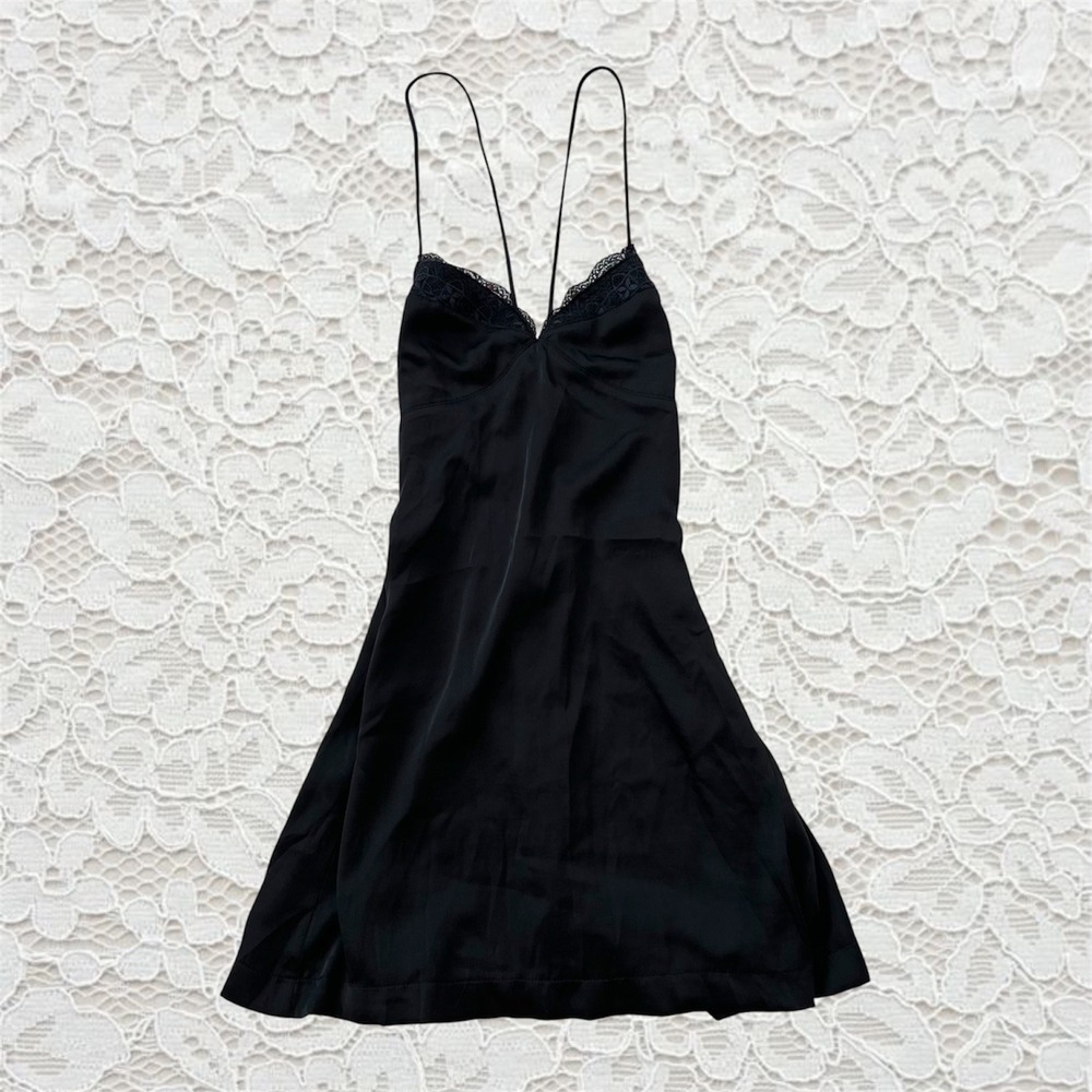 free people black slip dress with criss cross back